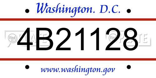 4B21128 District Of Columbia License Plate