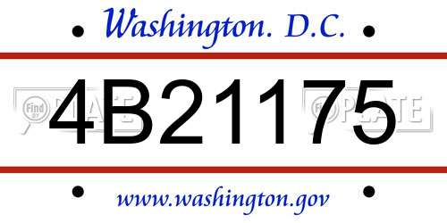 4B21175 District Of Columbia License Plate