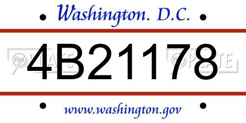 4B21178 District Of Columbia License Plate
