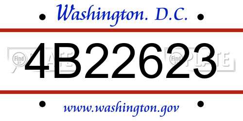 4B22623 District Of Columbia License Plate