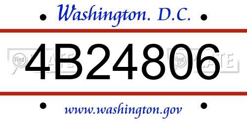 4B24806 District Of Columbia License Plate