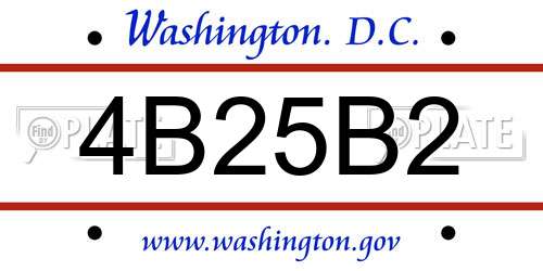 4B25B2 District Of Columbia License Plate