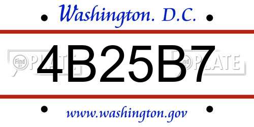 4B25B7 District Of Columbia License Plate