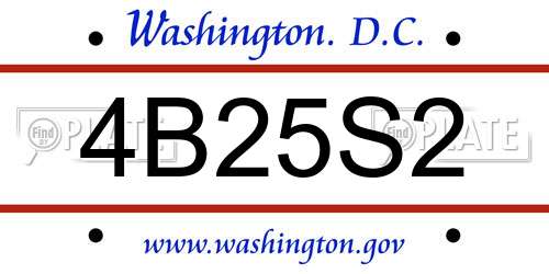 4B25S2 District Of Columbia License Plate