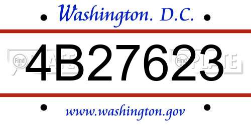 4B27623 District Of Columbia License Plate