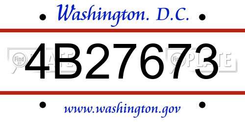 4B27673 District Of Columbia License Plate
