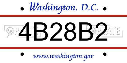 4B28B2 District Of Columbia License Plate