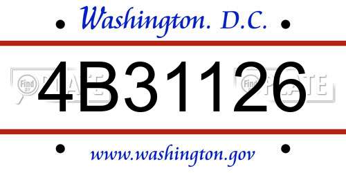 4B31126 District Of Columbia License Plate