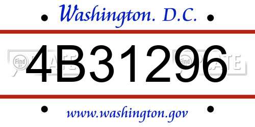 4B31296 District Of Columbia License Plate