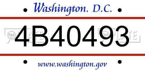 4B40493 District Of Columbia License Plate