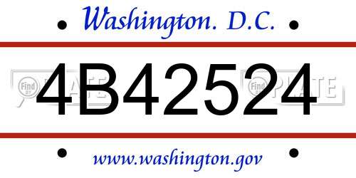 4B42524 District Of Columbia License Plate