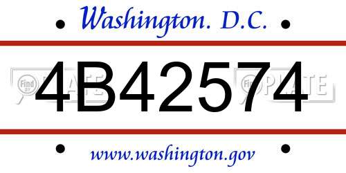 4B42574 District Of Columbia License Plate