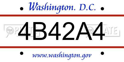 4B42A4 District Of Columbia License Plate