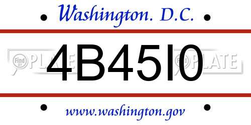 4B45I0 District Of Columbia License Plate