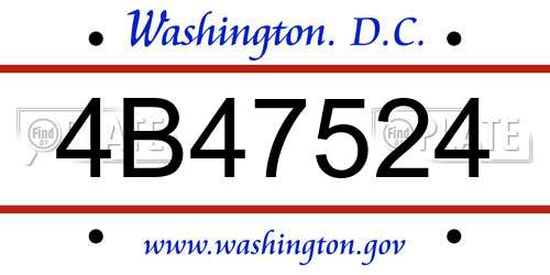 4B47524 District Of Columbia License Plate