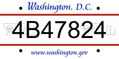 4B47824 District Of Columbia License Plate