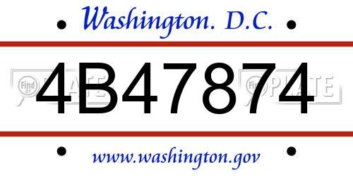4B47874 District Of Columbia License Plate