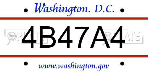 4B47A4 District Of Columbia License Plate