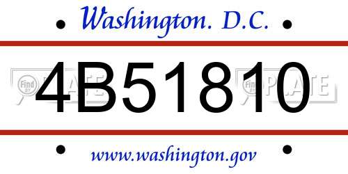 4B51810 District Of Columbia License Plate