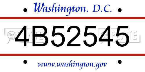 4B52545 District Of Columbia License Plate
