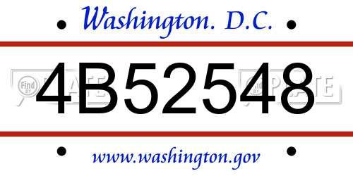 4B52548 District Of Columbia License Plate