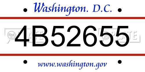 4B52655 District Of Columbia License Plate