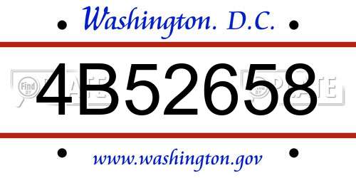 4B52658 District Of Columbia License Plate