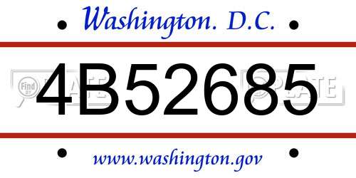 4B52685 District Of Columbia License Plate