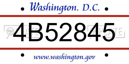 4B52845 District Of Columbia License Plate