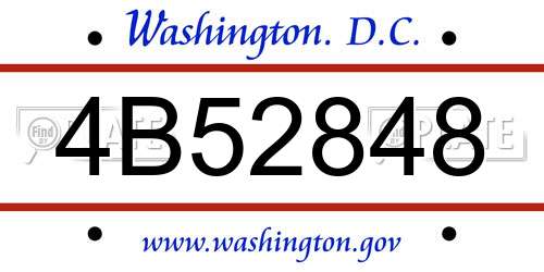 4B52848 District Of Columbia License Plate