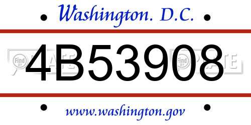 4B53908 District Of Columbia License Plate