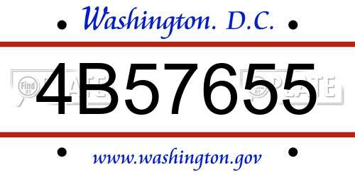 4B57655 District Of Columbia License Plate