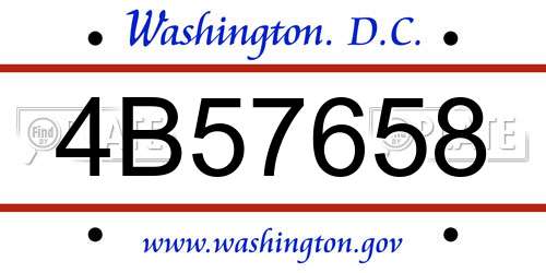 4B57658 District Of Columbia License Plate