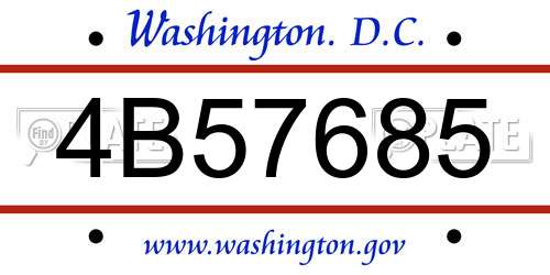 4B57685 District Of Columbia License Plate