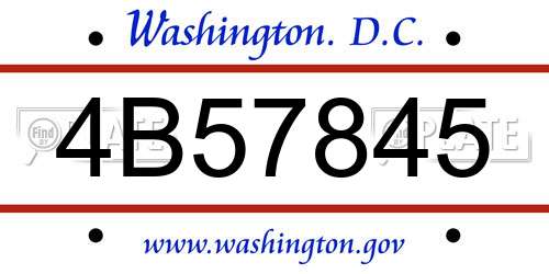 4B57845 District Of Columbia License Plate