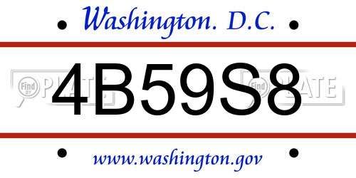 4B59S8 District Of Columbia License Plate