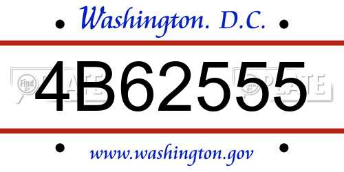 4B62555 District Of Columbia License Plate