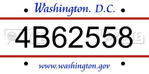 4B62558 District Of Columbia License Plate