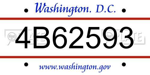 4B62593 District Of Columbia License Plate