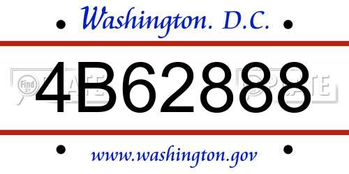 4B62888 District Of Columbia License Plate