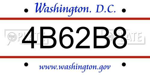 4B62B8 District Of Columbia License Plate