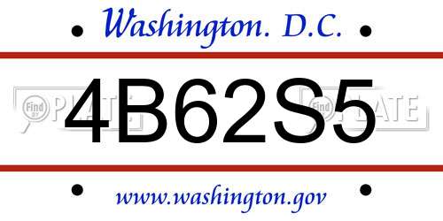 4B62S5 District Of Columbia License Plate