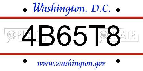 4B65T8 District Of Columbia License Plate