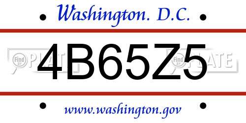 4B65Z5 District Of Columbia License Plate