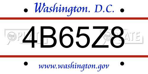 4B65Z8 District Of Columbia License Plate