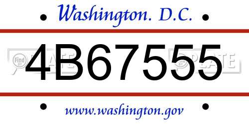 4B67555 District Of Columbia License Plate