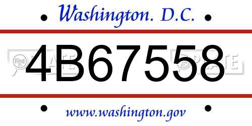4B67558 District Of Columbia License Plate