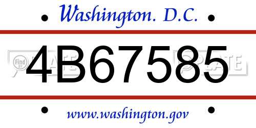 4B67585 District Of Columbia License Plate