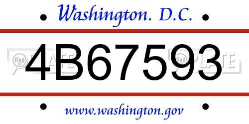 4B67593 District Of Columbia License Plate