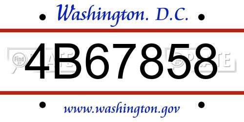 4B67858 District Of Columbia License Plate